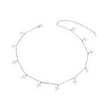 Sterling Silver Classic Cross Choker Necklace for Women