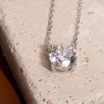 Delicate Silver Leaf Necklace with Zirconia Pendant