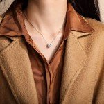 Delicate Silver Leaf Necklace with Zirconia Pendant