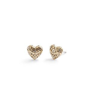 COACH Women's Quilted Heart Stud Earrings