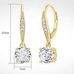 14K Gold Dangle Earrings with Cubic Zirconia