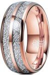 Men's 8mm Tungsten Wedding Ring with Meteorite Inlay