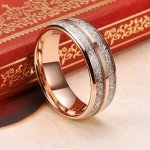 Men's 8mm Tungsten Wedding Ring with Meteorite Inlay