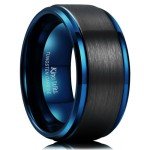 King Will 10mm Black & Blue Tungsten Wedding Band