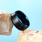 King Will 10mm Black & Blue Tungsten Wedding Band