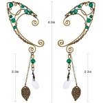 Bronze Fairy Elf Ear Cuffs with Green Crystals