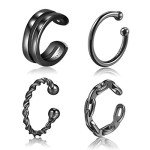 Black Sterling Silver Ear Cuffs for Women