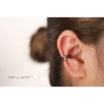Black Sterling Silver Ear Cuffs for Women