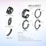 Black Sterling Silver Ear Cuffs for Women