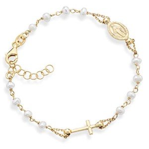 Elegant Pearl Rosary Cross Charm Bracelet for Women
