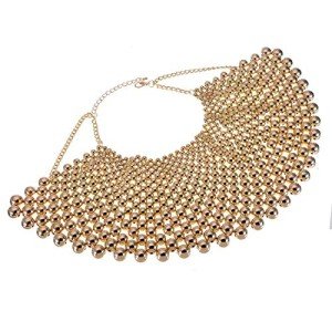 Gold Tone Chunky Resin Beads Choker Necklace