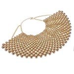 Gold Tone Chunky Resin Beads Choker Necklace