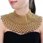 Gold Tone Chunky Resin Beads Choker Necklace