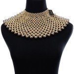 Gold Tone Chunky Resin Beads Choker Necklace