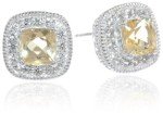 Sterling Silver Citrine and White Sapphire Studs