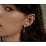 Natural Jade Hoop Earrings & Layered Necklace Set