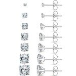 7-Pair Hypoallergenic Cubic Zirconia Stud Earrings Set