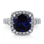 Sterling Silver Blue Sapphire Halo Cocktail Ring