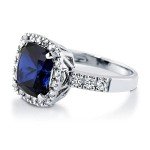 Sterling Silver Blue Sapphire Halo Cocktail Ring