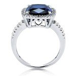 Sterling Silver Blue Sapphire Halo Cocktail Ring