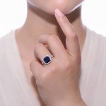 Sterling Silver Blue Sapphire Halo Cocktail Ring