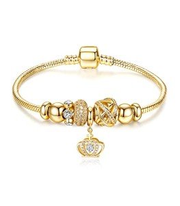 14K Gold Plated Women's Charm Bracelet - Crown