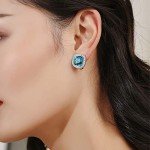 Swarovski Blue Crystal Clip-On Earrings for Women
