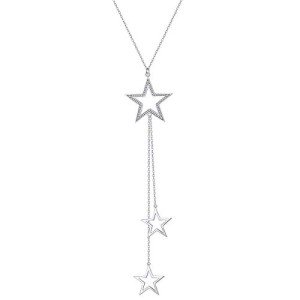 S925 Silver Long Stars Statement Necklace for Women