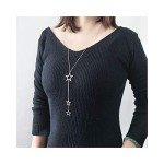 S925 Silver Long Stars Statement Necklace for Women