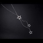 S925 Silver Long Stars Statement Necklace for Women