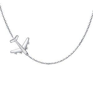 Airplane Sideways Choker Necklace in Sterling Silver