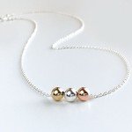 Tri-Tone Layered Necklace for Women with Adjustable Length