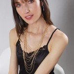 Gold-Tone Rhinestone Layered Necklace for Women