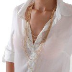 Gold-Tone Rhinestone Layered Necklace for Women