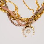 Elegant Gold Layered Necklaces with Sun and Moon Pendant