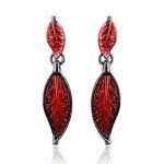 Vintage Red Leaf Floral Statement Necklace Set