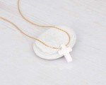 Dainty Gold Filled Choker with White Opal Cross