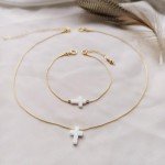 Dainty Gold Filled Choker with White Opal Cross