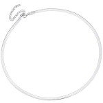 Silver Herringbone Flat Chain Choker Necklace