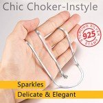 Silver Herringbone Flat Chain Choker Necklace