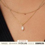 Gold Layered Tate Necklace Set with Pearls