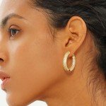 Iced Out 14K Gold Plated Hoop Earrings