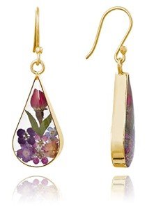 Gold Over Silver Flower Teardrop Earrings