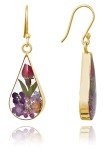 Gold Over Silver Flower Teardrop Earrings
