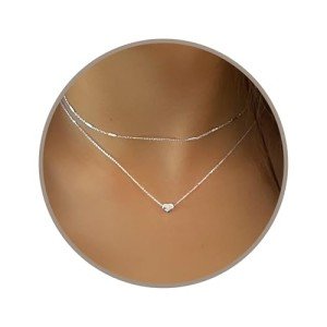 Sterling Silver Heart Layered Necklace Set
