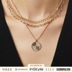 Gold Layered Chain Necklace Set with Coin Charm