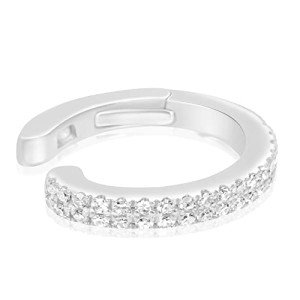 14K White Gold Diamond Two-Row Ear Cuff Earring