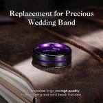 Men's 8mm Black Tungsten Wedding Band with Purple Center