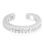 14K White Gold Diamond Two-Row Ear Cuff Earring