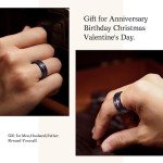 Men's 8mm Black Tungsten Wedding Band with Purple Center